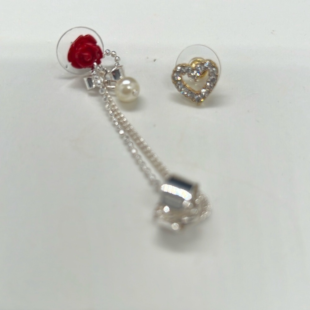Betsy Johnson, cuffs and wraps, rose, red earring